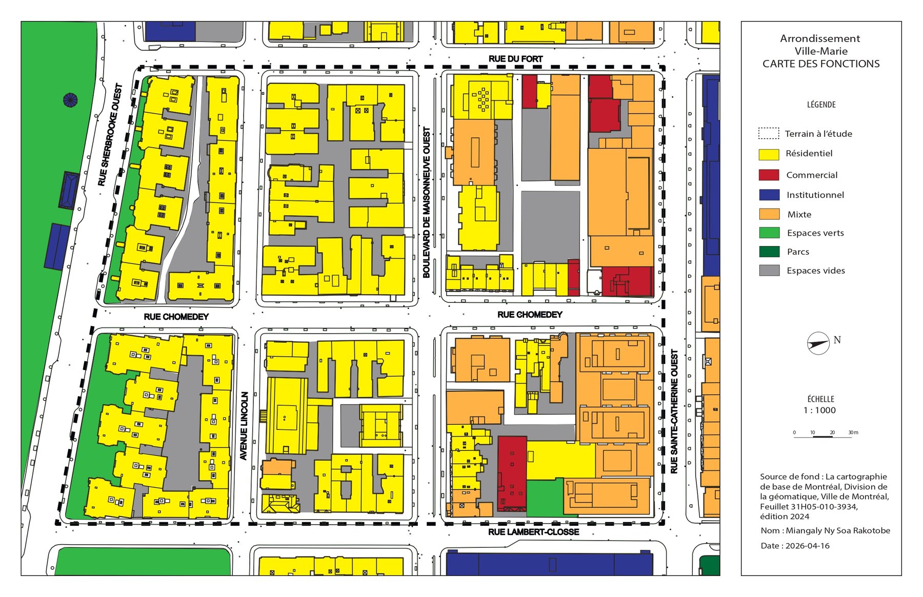 Land-use (functions) map of a Ville-Marie study sector