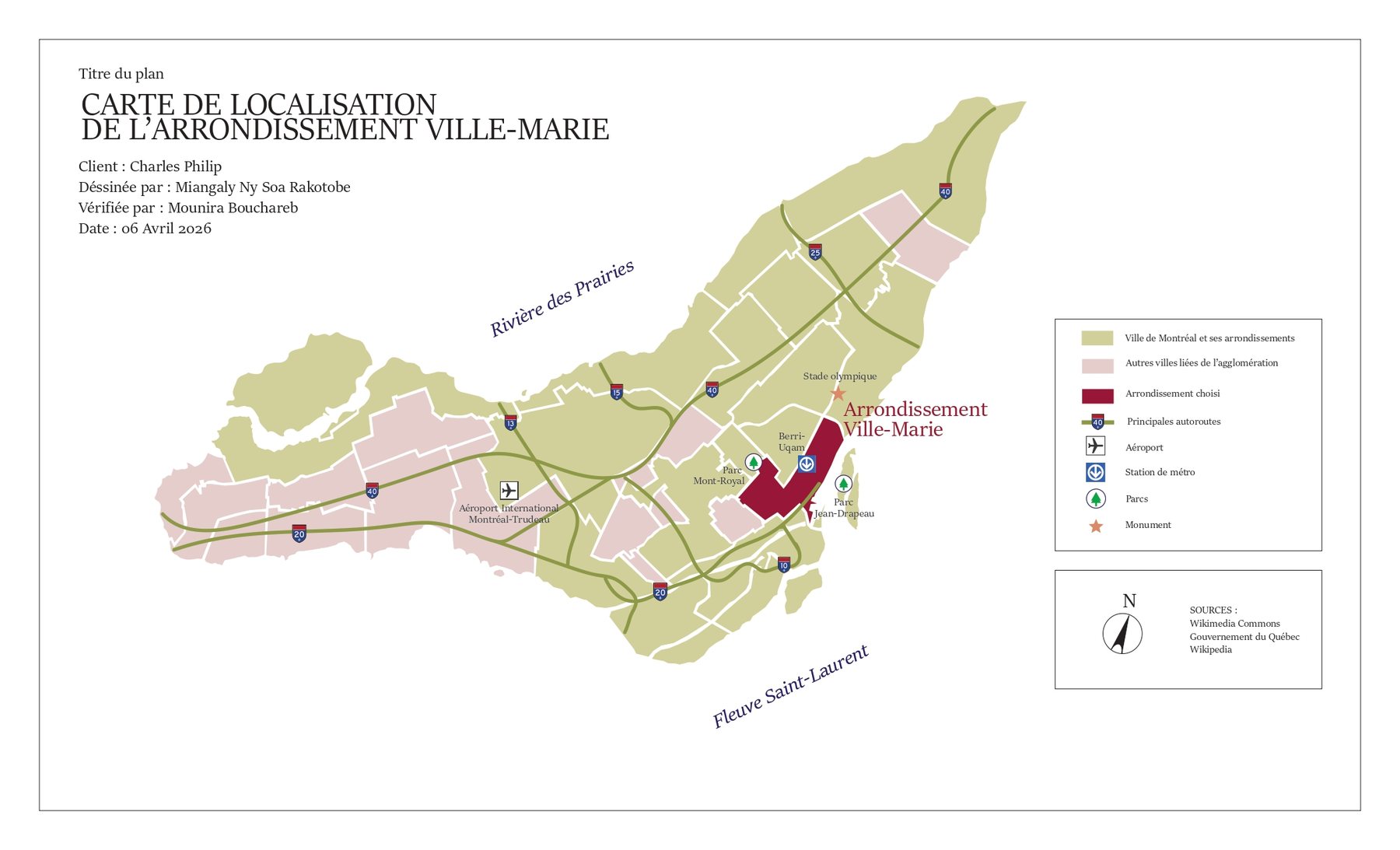 Localisation map of the Ville-Marie borough, Montréal